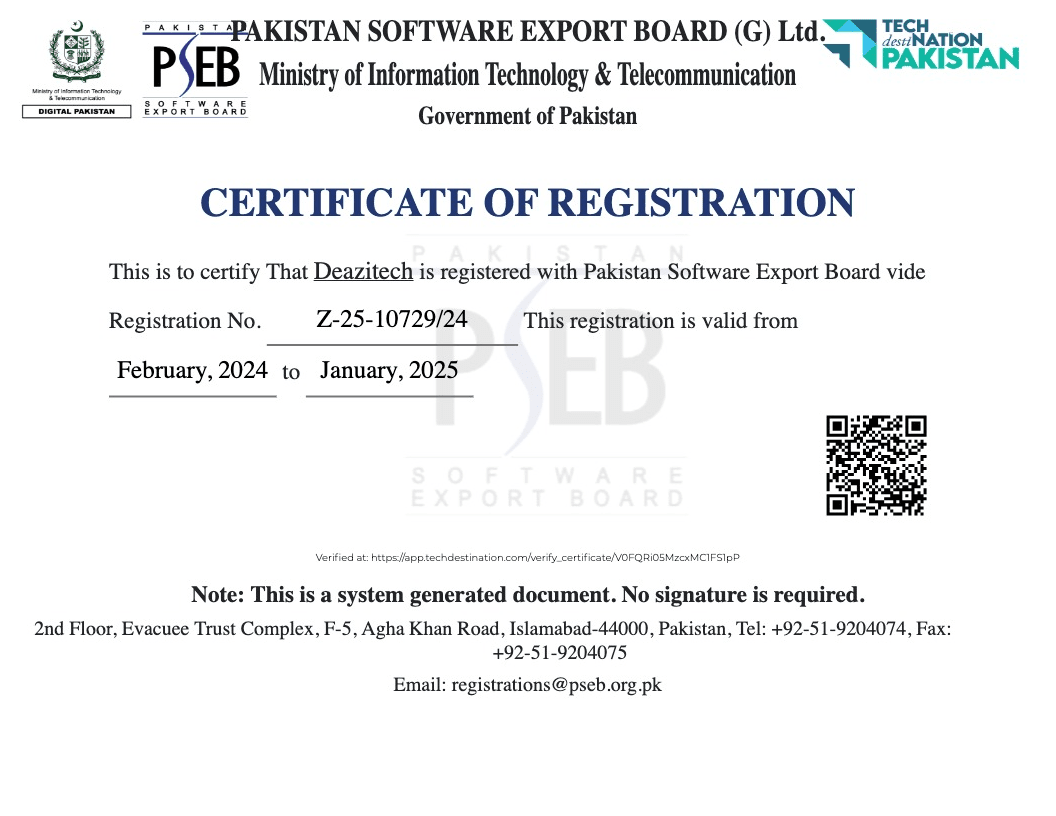 Deazitech PSEB-Company-Certificate